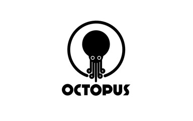 Octopus silhouette in circle, for business logo.