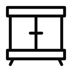 wooden cabinet icon home interior vector