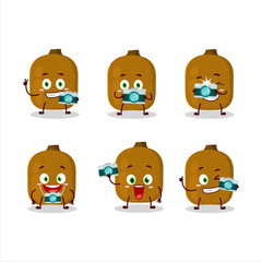 Photographer profession emoticon with kiwi cartoon character