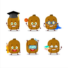 School student of kiwi cartoon character with various expressions