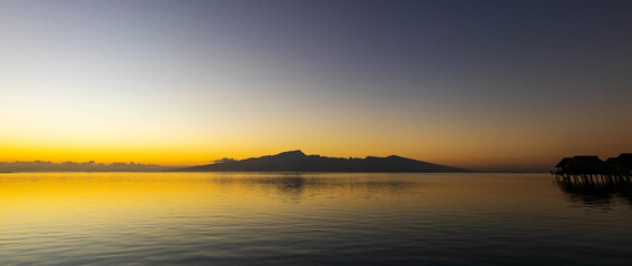 Early morning view of tropical island Tahiti