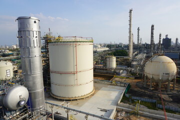 Large industrial tanks or spherical tanks for filter of petrochemical plant, oil and gas or water in refinery or power plant for industrial plant