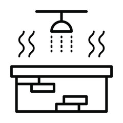 bathtub icon, house interior kitchen utensil vector