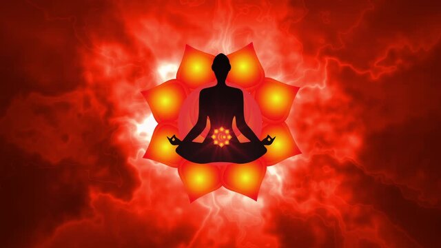 Silhouette of the person meditating activate the Sacral chakra