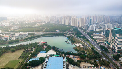 Fototapeta na wymiar 航拍中国海口城市建筑风光