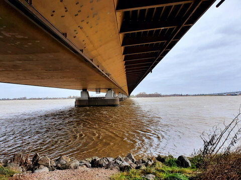 Bottom part of the Moerdijk bridge over the Hollands Diep river in the Netherlands