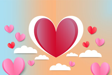 love heart concept background. paper cut style for valentine's day or invitation cards. digital craft paper art. vector illustration.