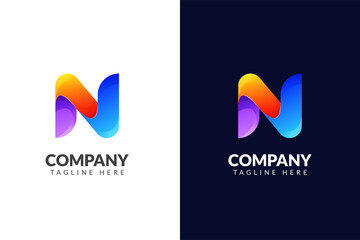 Colorful Letter N logo design template. For personal or company brand. vector illustrations