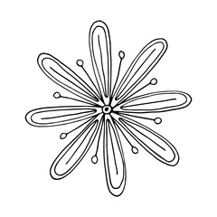 Flower. Freehand illustration. Doodle Coloring. Vector. Ornament pattern. Decoration for coloring book. A relaxing book. The contour is black and white.