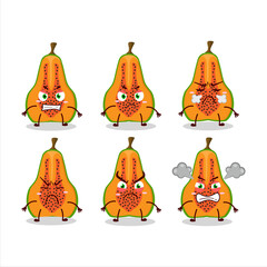 Slice of papaya cartoon character with various angry expressions