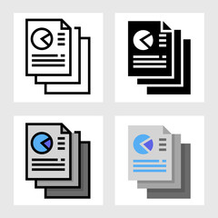 Data sheet with graph icon vector design in filled, thin line, outline and flat style.