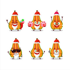 Santa Claus emoticons with slice of papaya cartoon character