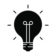 light bulb icon, idea lamp light energy vector