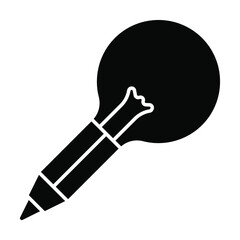 bulb with pencil icon, idea lamp light energy vector