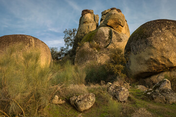 Rock formations in the Natural Area of Los Barruecos, Malpartida, Spain