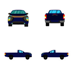 Naklejka premium set of blue single cab pickup truck on white background