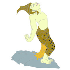 Hermit Datton or Thai Hermit exercise for Solve chest tightness
 with a vector illustration.