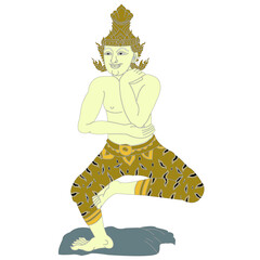 Hermit Datton or Thai Hermit exercise for
relieve shoulder pain with a vector illustration.