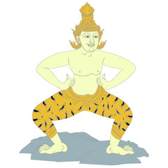 Hermit Datton or Thai Hermit exercise for
Aches and numbness around the hips
 with a vector illustration.