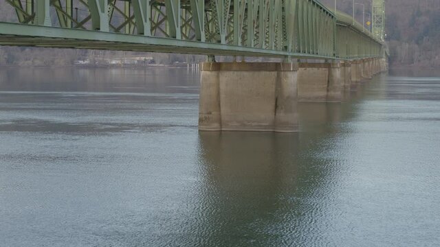 Water Flowing Under the Hood River Bridge - Shallow DOF