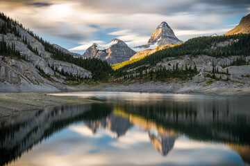 Mount Assiniboine reflect in og lake in mount assiniboine provincial park, canada