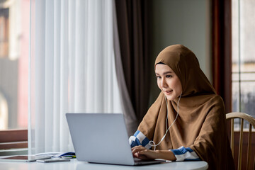 Middle east woman do work from home.