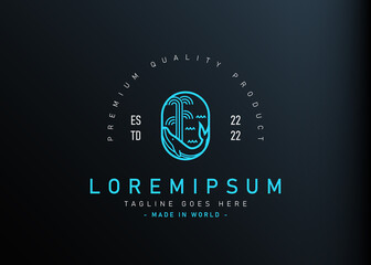 Humpback whale monoline logo design. Vector illustration of abstract creative whale spray water. Vintage logo design vector line icon template © Profdesigns