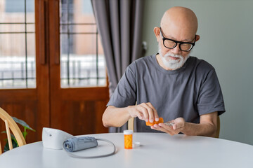 old man checking his medicine
