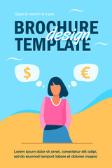 Woman standing and thinking about currency rate