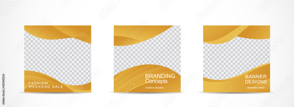 Wall mural set square banner template for social media post and web internet ads.vector illustrations.
