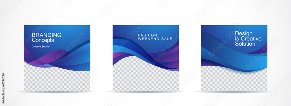 Wall mural set square banner template for social media post and web internet ads.vector illustrations.