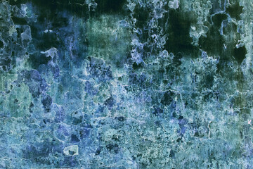 Background. Old cracked blue wall.
