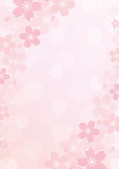 淡くて優しい桜の背景　フレーム　A3縦　Cherry blossoms frame background