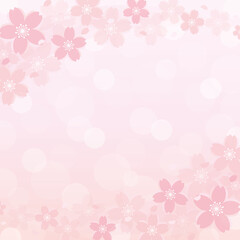 淡くて優しい桜の背景　フレーム　正方形　スクエア　Cherry blossoms frame background
