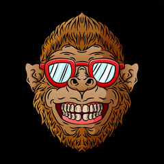 Cool monkey head illustration