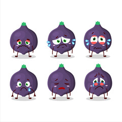 Fig cartoon in character with sad expression