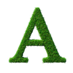 Letter A made of green grass isolated on white Background 3D-Illustration - Part of a series