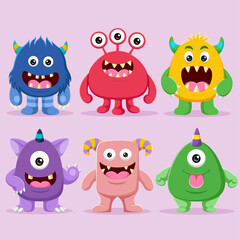 Set of cute monsters character illustration