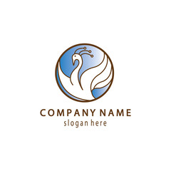 Obraz premium bird logo simple outline with glass color design vector