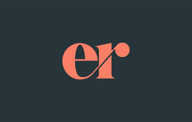 Fototapeta joined letter R with E, ER logo design obraz