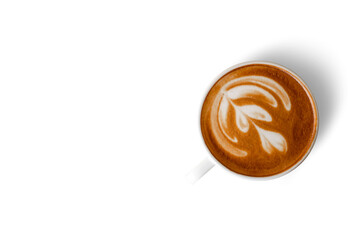 Cup of coffee latte isolated on white