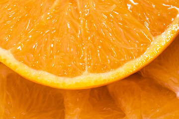 cut orange with slices close-up