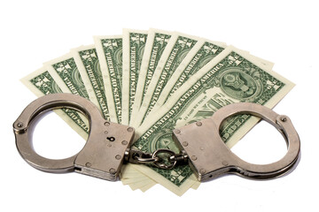 The handcuffs are on the money. White background