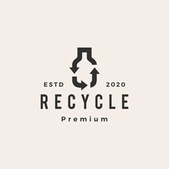 bottle recycle hipster vintage logo vector icon illustration