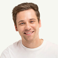 Obraz premium Happy red headed woman portrait mockup