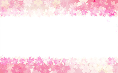 Fototapeta na wymiar 春の背景素材、桜のフレーム背景、上下