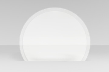 White semicircle table barrier social distancing