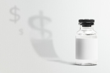 Vaccine vial with blank white label
