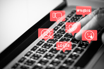 Social media troll harassing people on social media