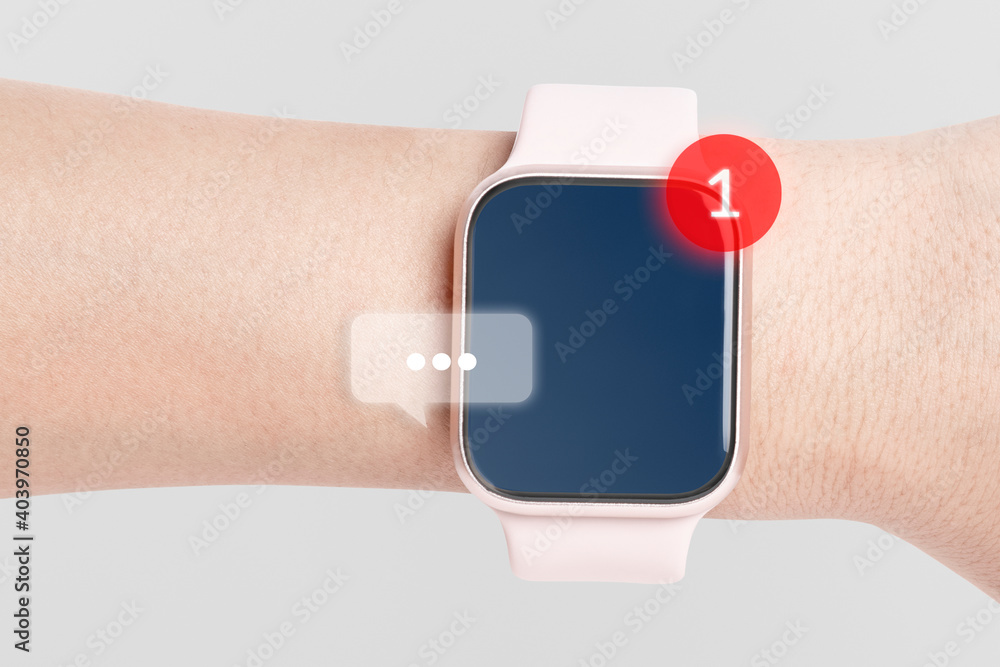 Poster smart watch screen showing text message notification